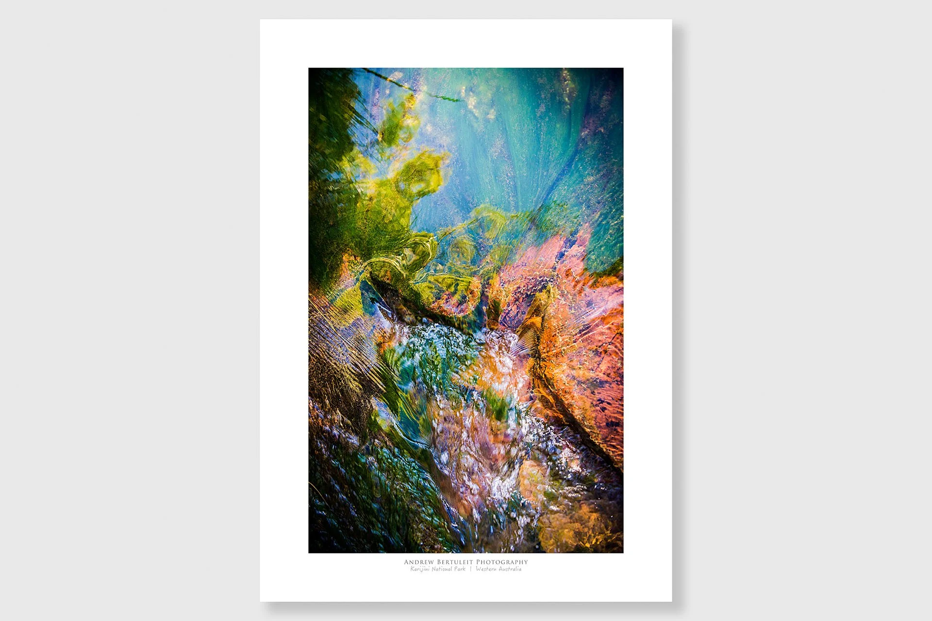 Running water print with white border, ready for a standard frame