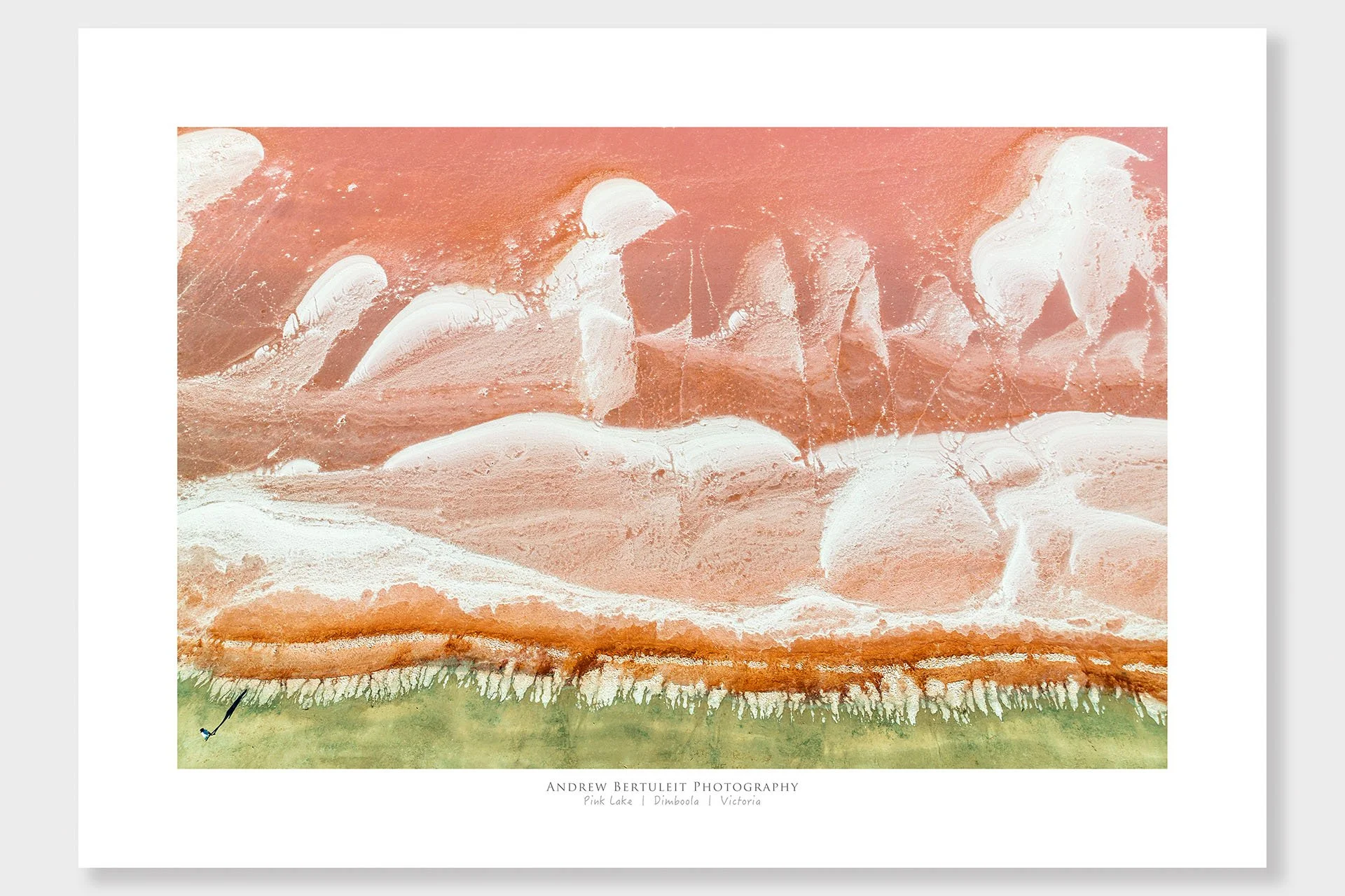 Dimboola Pink Lake salt patterns print with white border, ready for a standard frame.