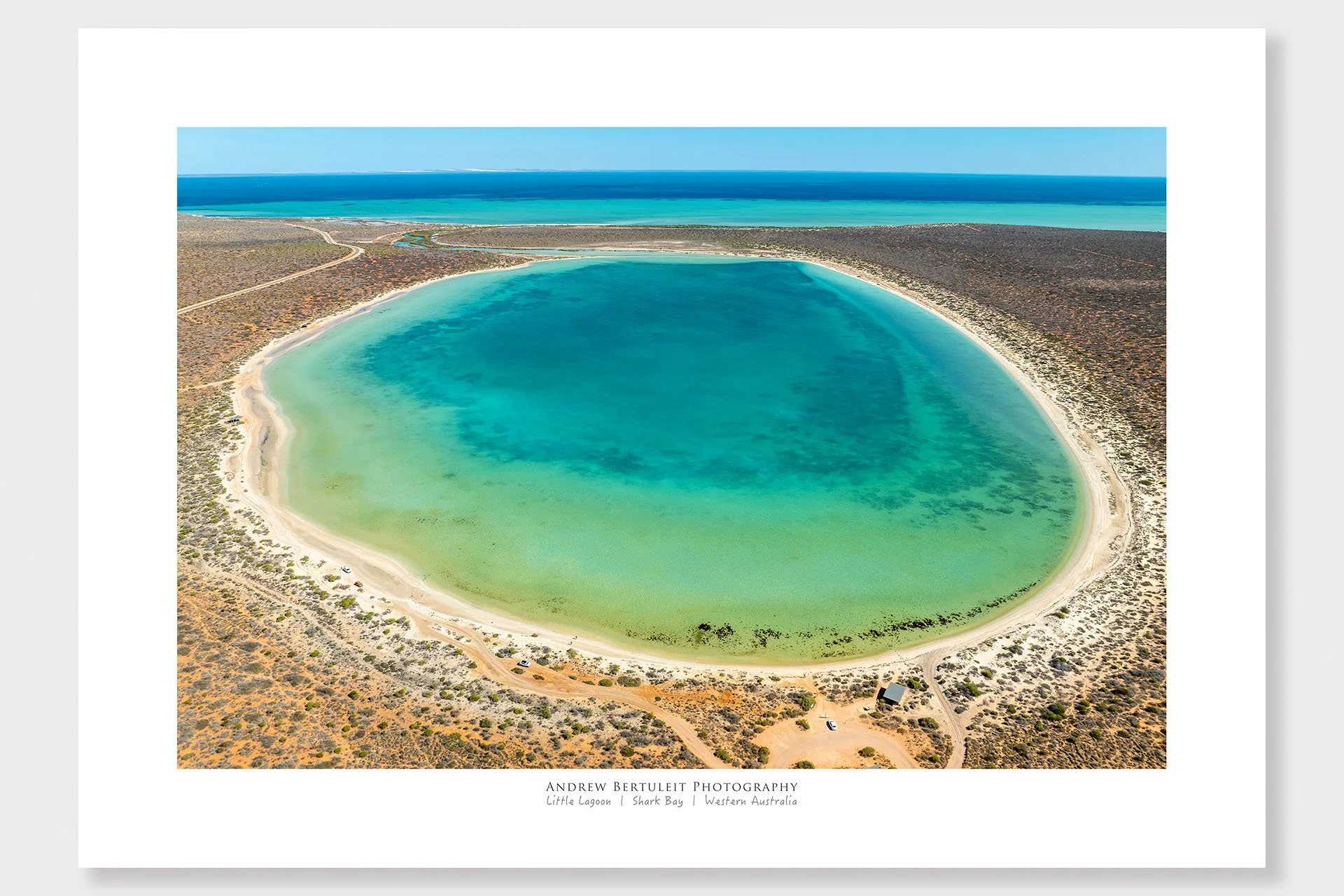 Shark Bay Little Lagoon print with white border, ready for a standard frame.