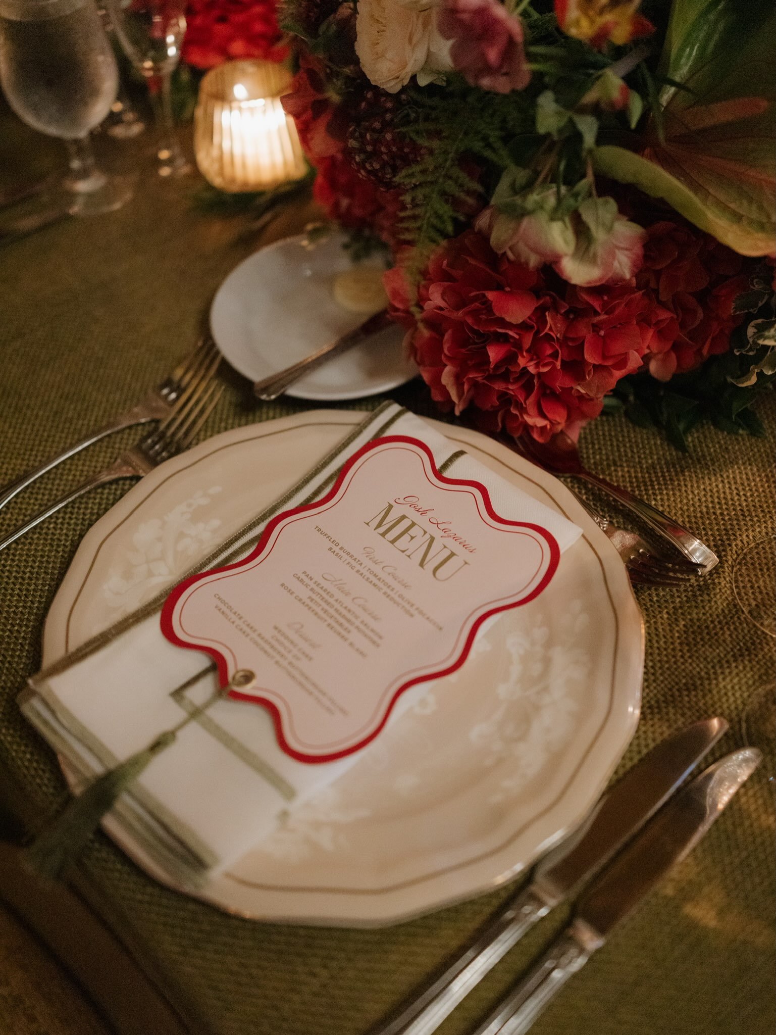 One thing I always tell my clients: your menu is so much more than a piece of paper and if you need to cut down on budget, this is not the place. 

It&rsquo;s one of the most underrated design elements of your wedding. It completes each place setting