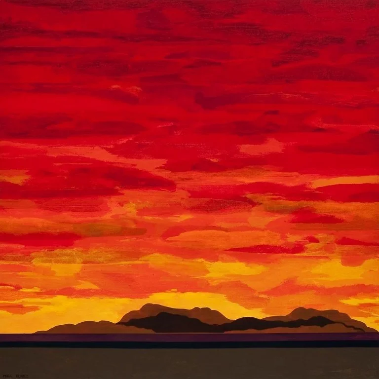 Summer Solstice, 48 x 48 inches, acrylic on canvas. 🔴