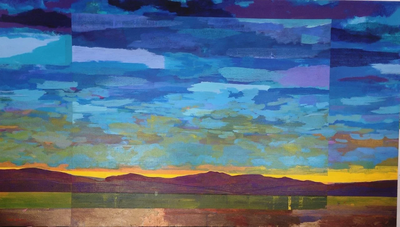 Landscape in Time, 48 x 84 inches, acrylic on canvas. 🔴