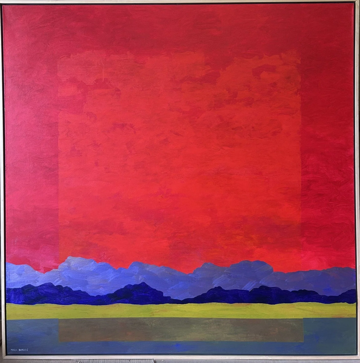 Red Sky Moment, 60 x 60 inches, acrylic on canvas. Available at The Marshall Gallery.