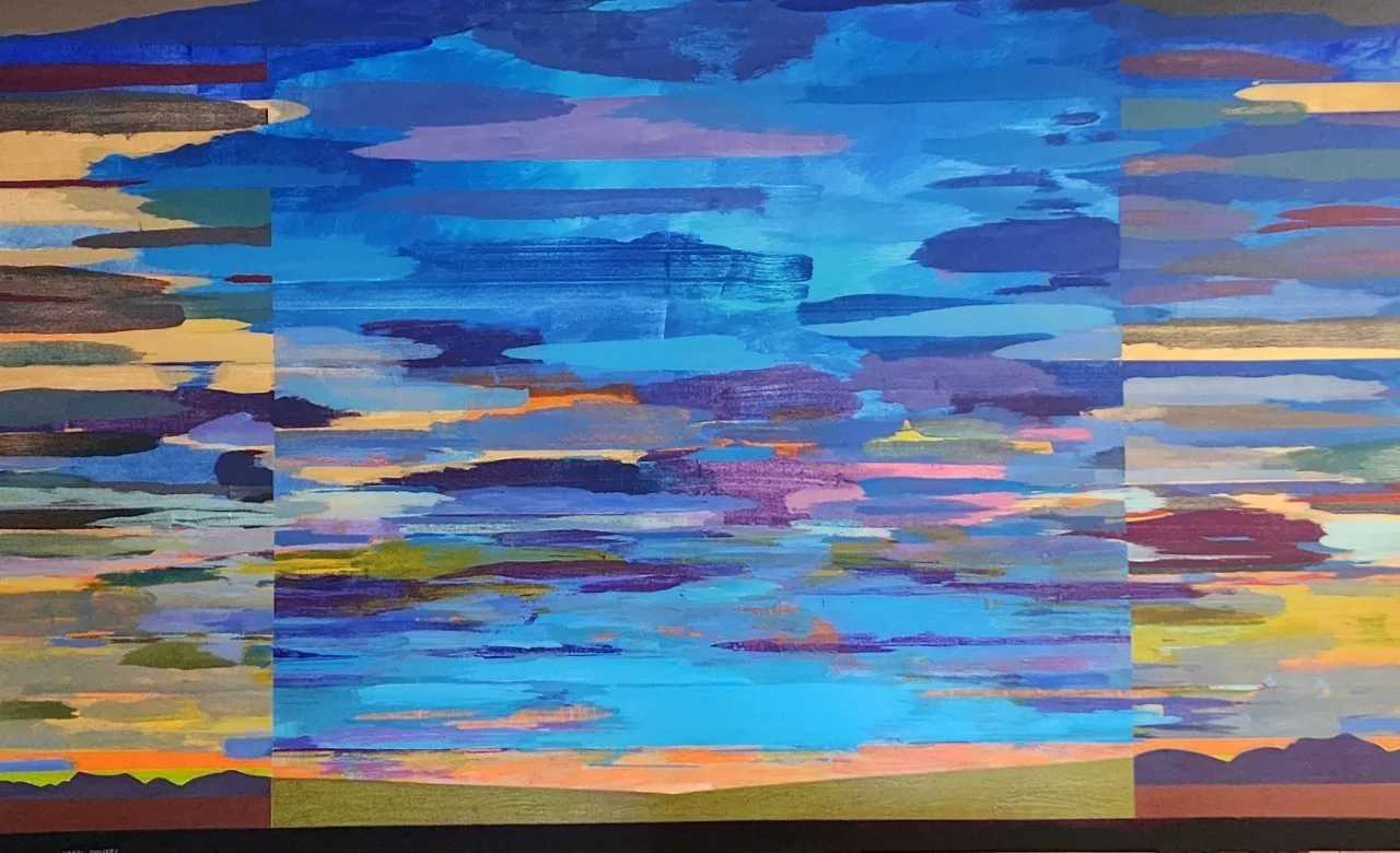 Transitional Skies, 55 x 90 inches, acrylic on canvas. 🔴