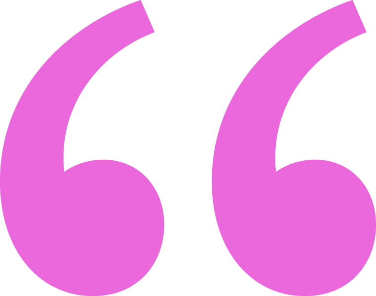 Indigo and Co large pink quotation marks.