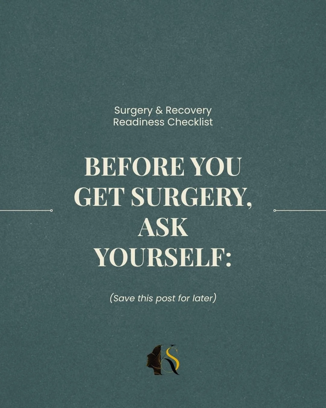 Are you prepared for the procedure and the recovery that follows?

Save this checklist and make sure you're ready for the full journey.
#DrKitSamarista #SurgeryAwareness #SurgeryRecovery
