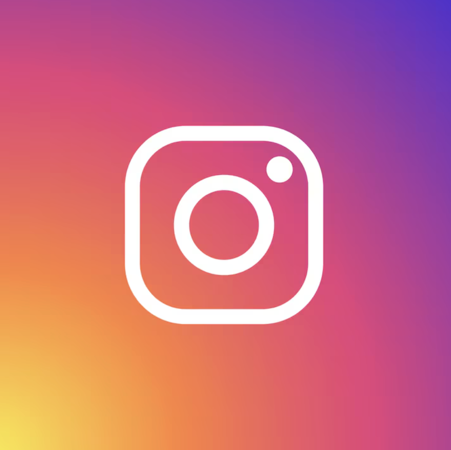 Instagram app icon with a white outline camera on a colorful gradient background.