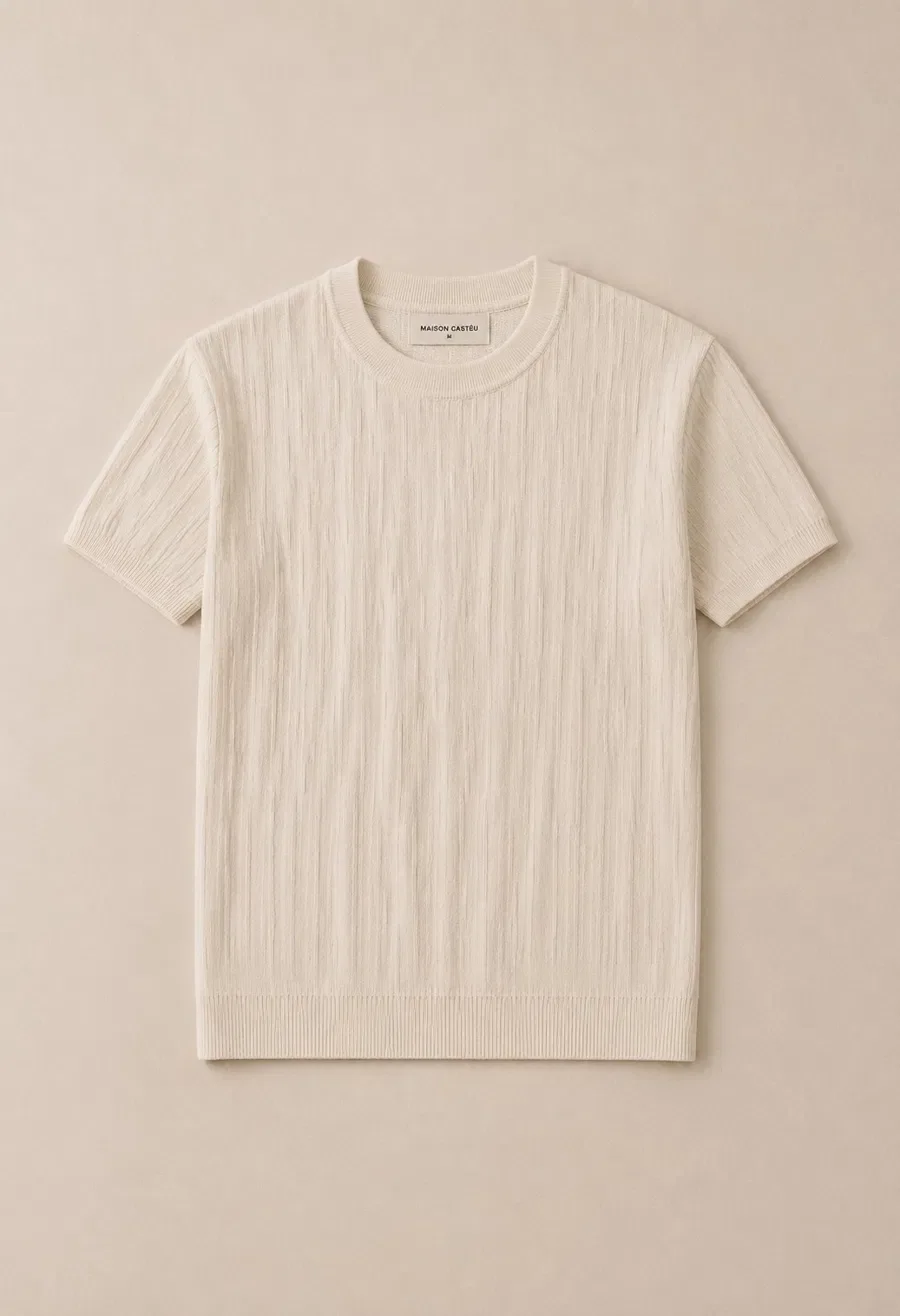 Textured Cotton Knit Tee (Preorder)