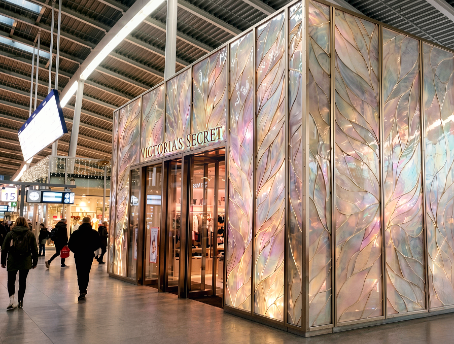 Victoria's Secret Facade concept with feather-patterned panels