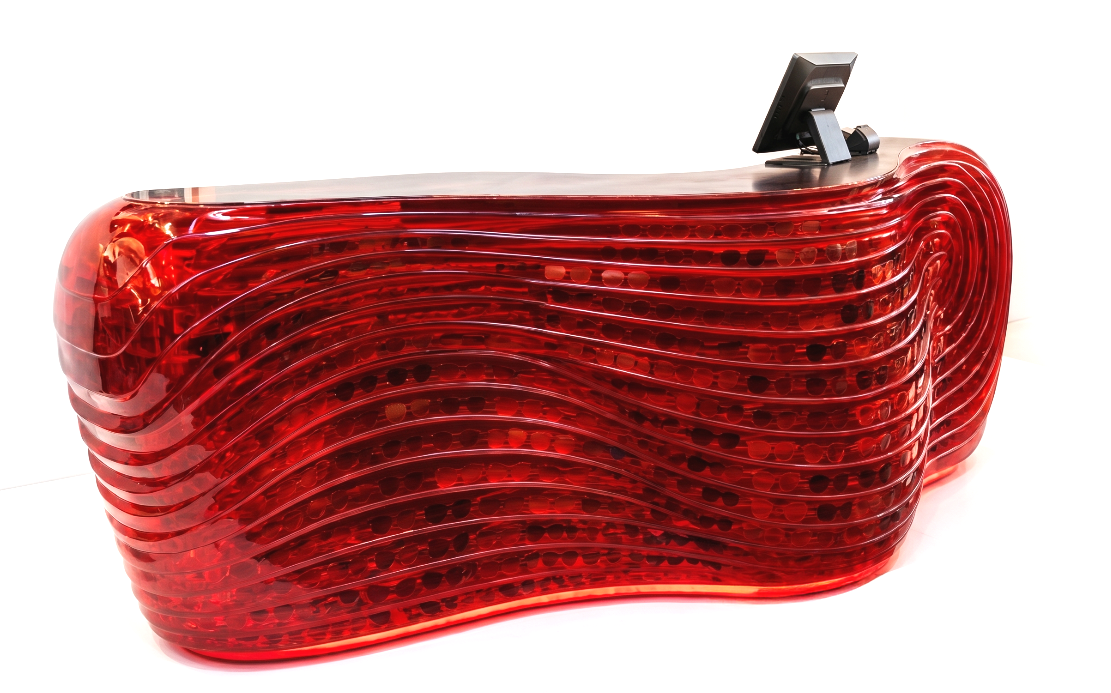 Ray Ban New Reception Counter Playing in Curve Shape using recycled material