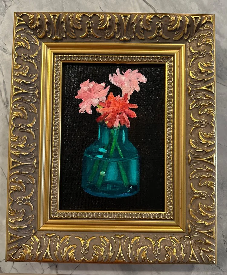 Pink Torch Ginger & Green Glass