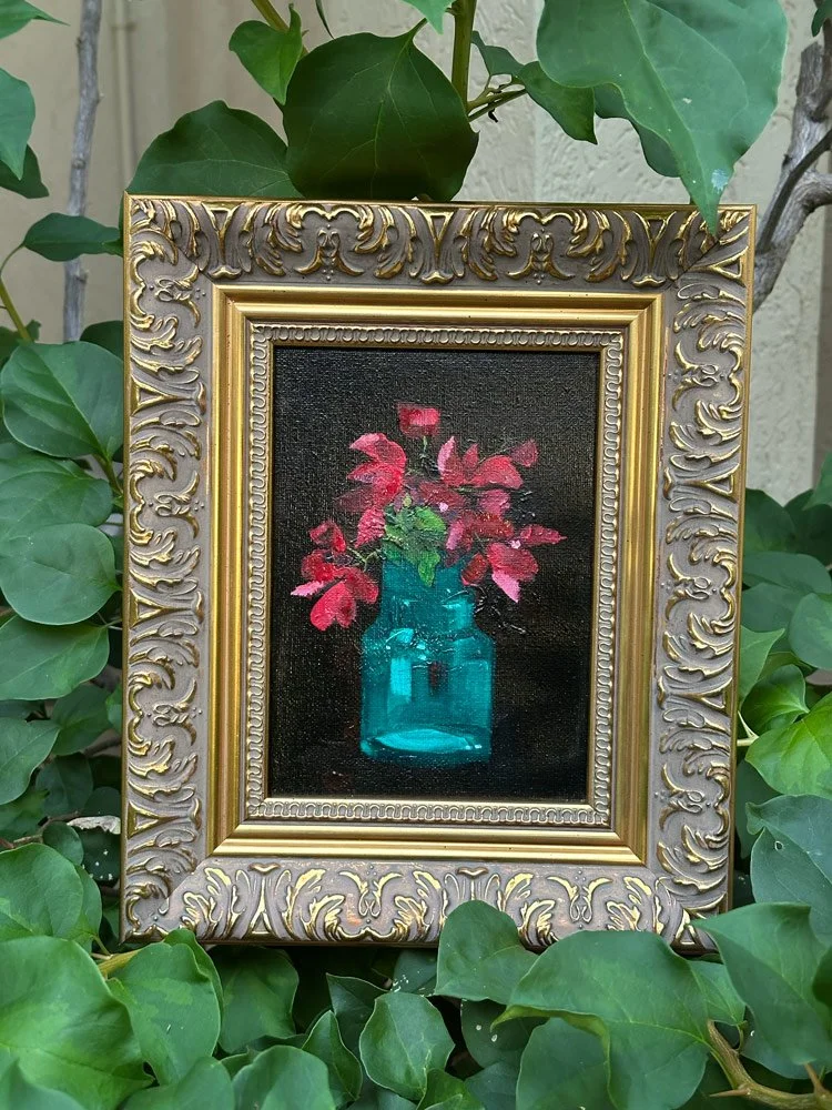 Bougainvillea & Green Glass