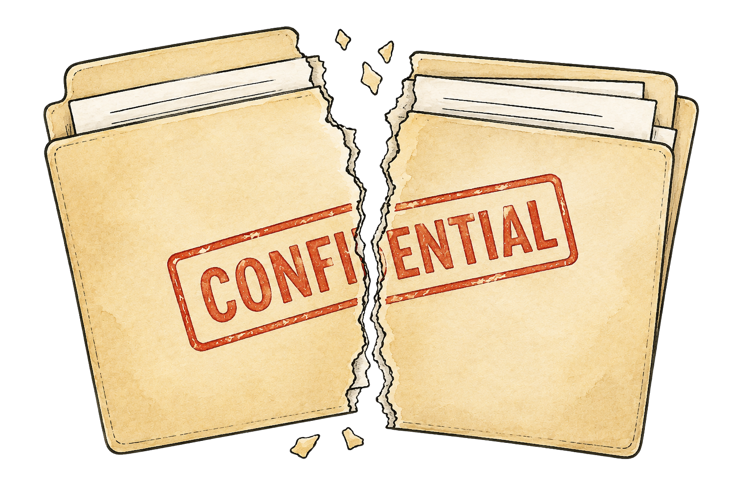 Confidential patient file broken in half representing when PMHNPs can legally break confidentiality under HIPAA and Tarasoff.