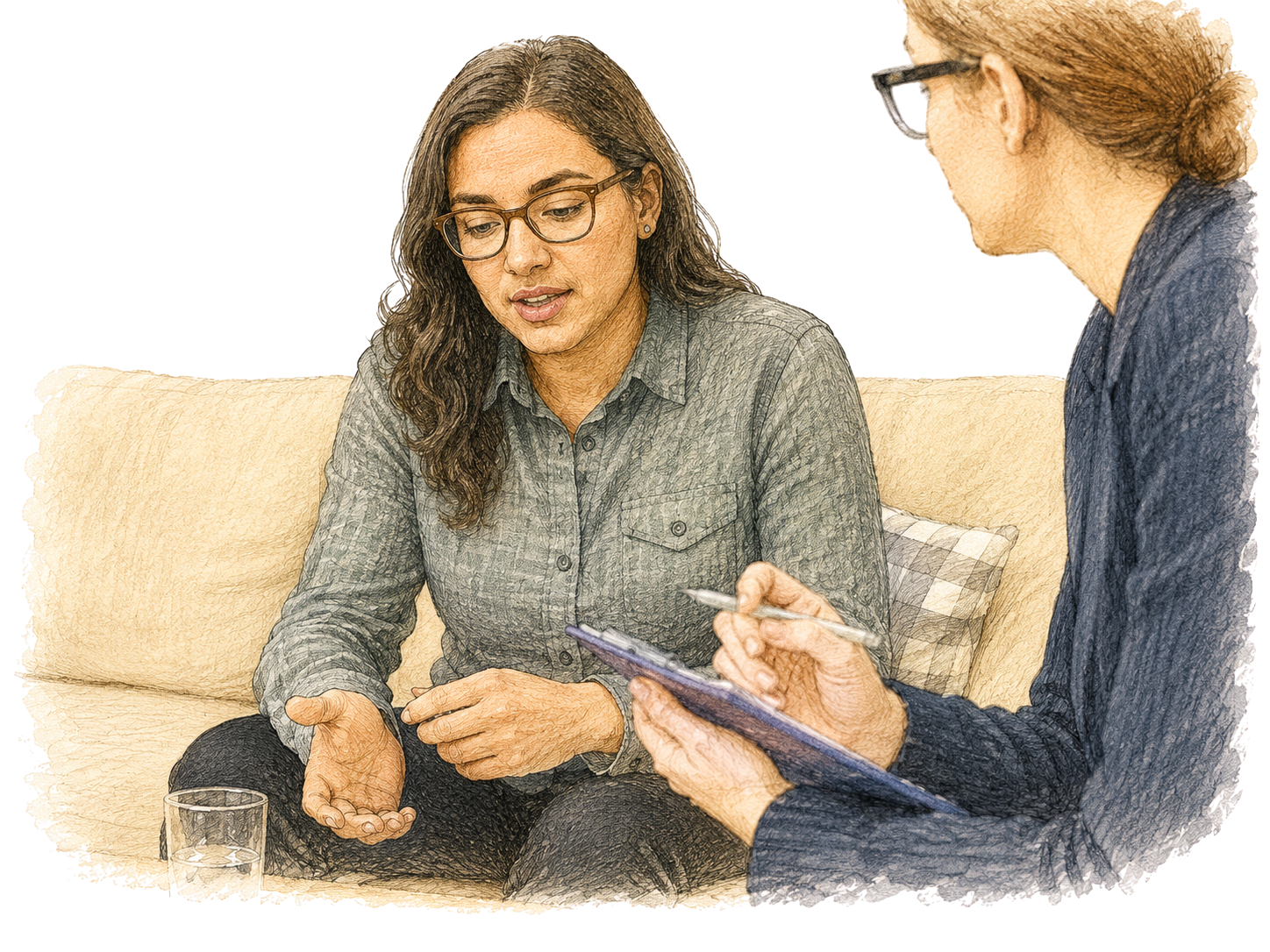 Woman completing a depression screening form representing the PHQ-9 and PMHNP board exam review concepts.