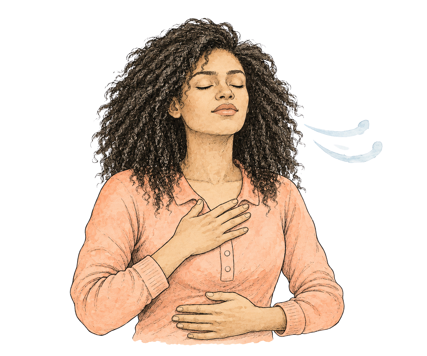 PMHNP candidate taking a deep breath and grounding herself during the ANCC board exam, representing test anxiety coping strategies at the Prometric testing center.