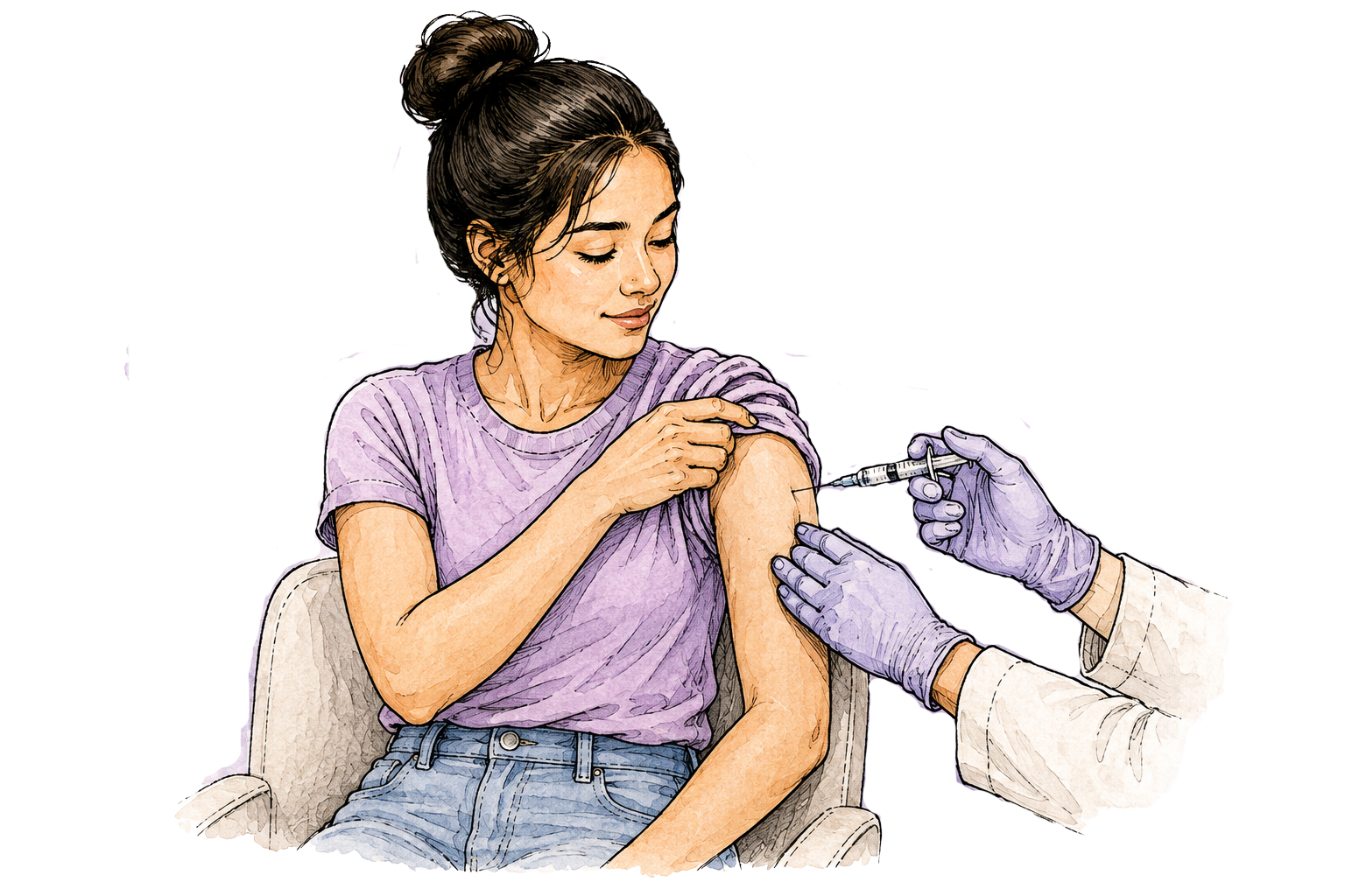Woman rolling up her sleeve to receive a vaccine, illustrating implied consent in healthcare and nursing practice.