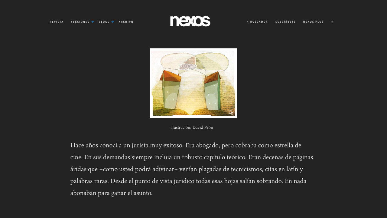Segunda captura del ensayo “La realidad del lenguaje jurídico”, de Roberto Duque Roquero, publicado en la revista Nexos en marzo de 2023.
