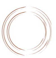 Abstract circular design with multiple concentric, irregularly spaced lines in shades of brown and beige on a black background.