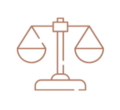 Icon of balanced scales representing justice or law.
