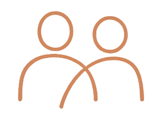 Simple line drawing of two people standing side by side.