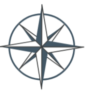 Black and white compass rose symbol