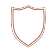 Empty shield outline with a brown border.