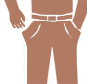 Close-up of a person wearing light brown pants with one hand placed in the pocket.