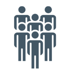 Simple icon of five people standing together
