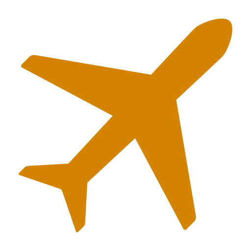 Silhouette of an airplane in gold color on a black background.