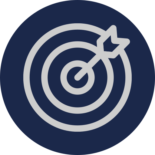 Icon of a target with an arrow hitting the bullseye