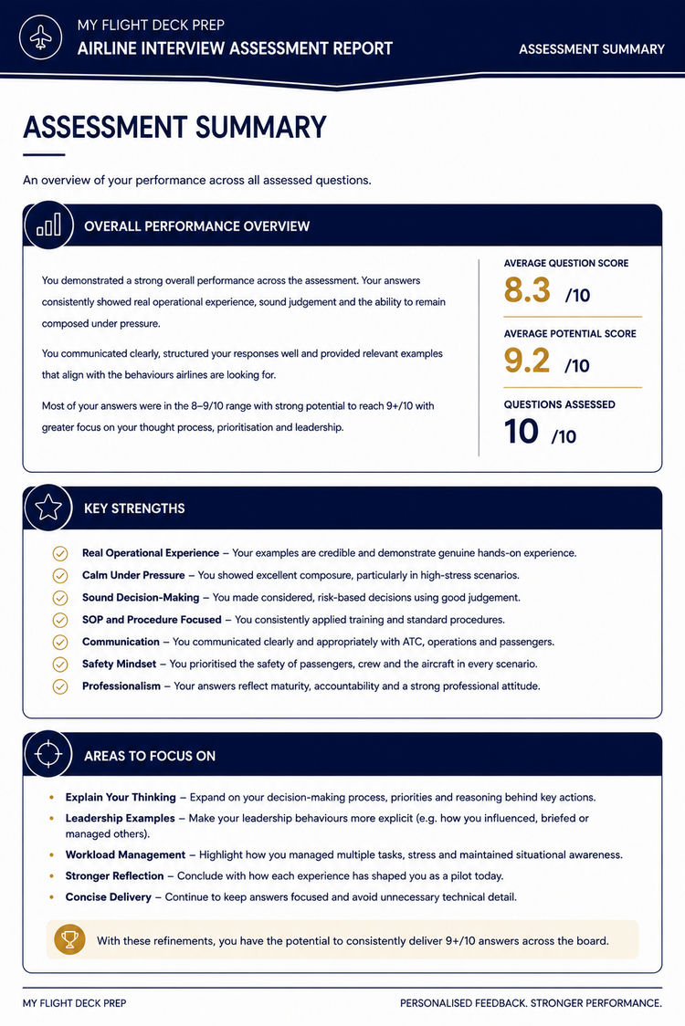 My Flight Deck Prep assessment report final page