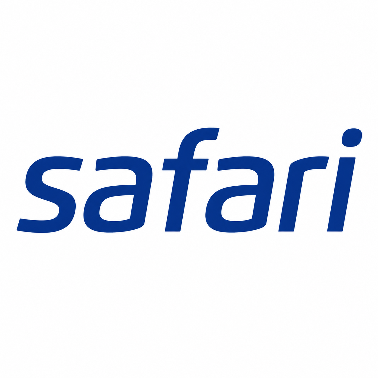 The word 'safari' written in blue lowercase letters on a white background.