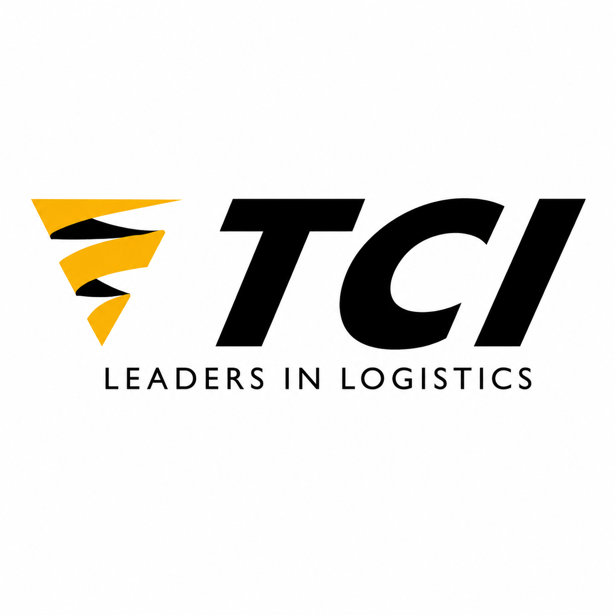Logo of TCI with a stylized yellow and black tornado icon and text "TCI Leaders in Logistics".