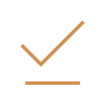 A brown checkmark with a line beneath it