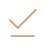 A checkmark above a horizontal line.