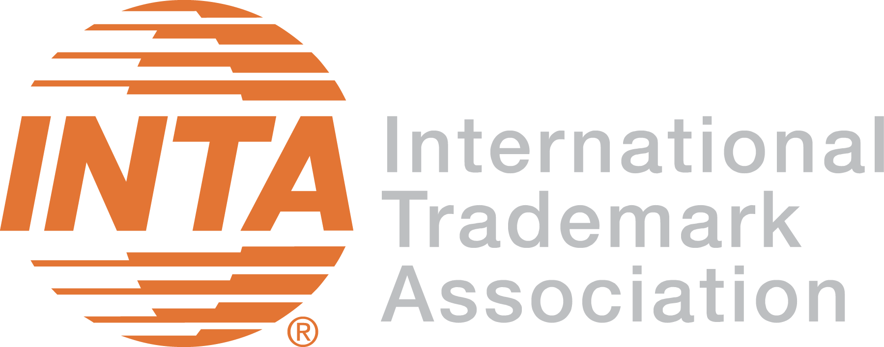 The logo of the International Trademark Association, featuring an orange globe with horizontal lines and the text 'INTA' in orange and 'International Trademark Association' in gray.