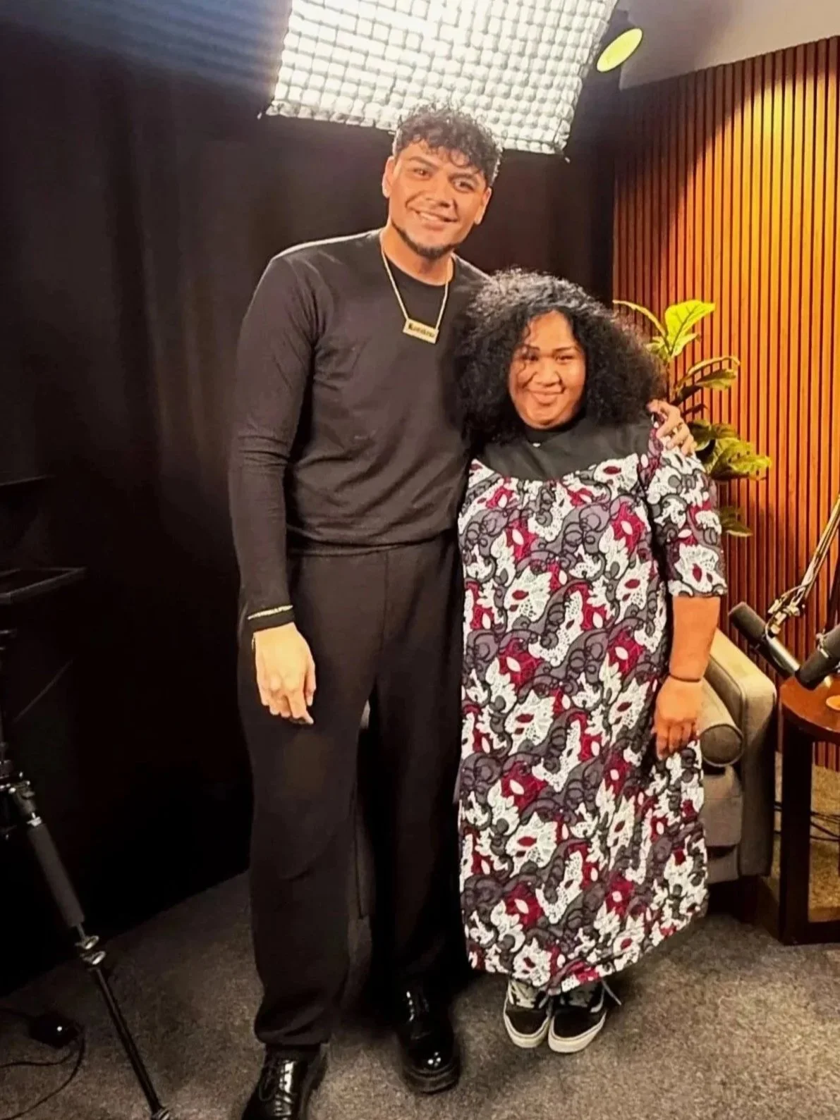 Kona Faamoe with content creator and influencer Mavis Faamoe after appearing on The CasualTea Podcast.