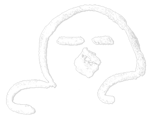 A simple black and white drawing of a face with puckered lips and closed eyes, with a hand raised nearby.