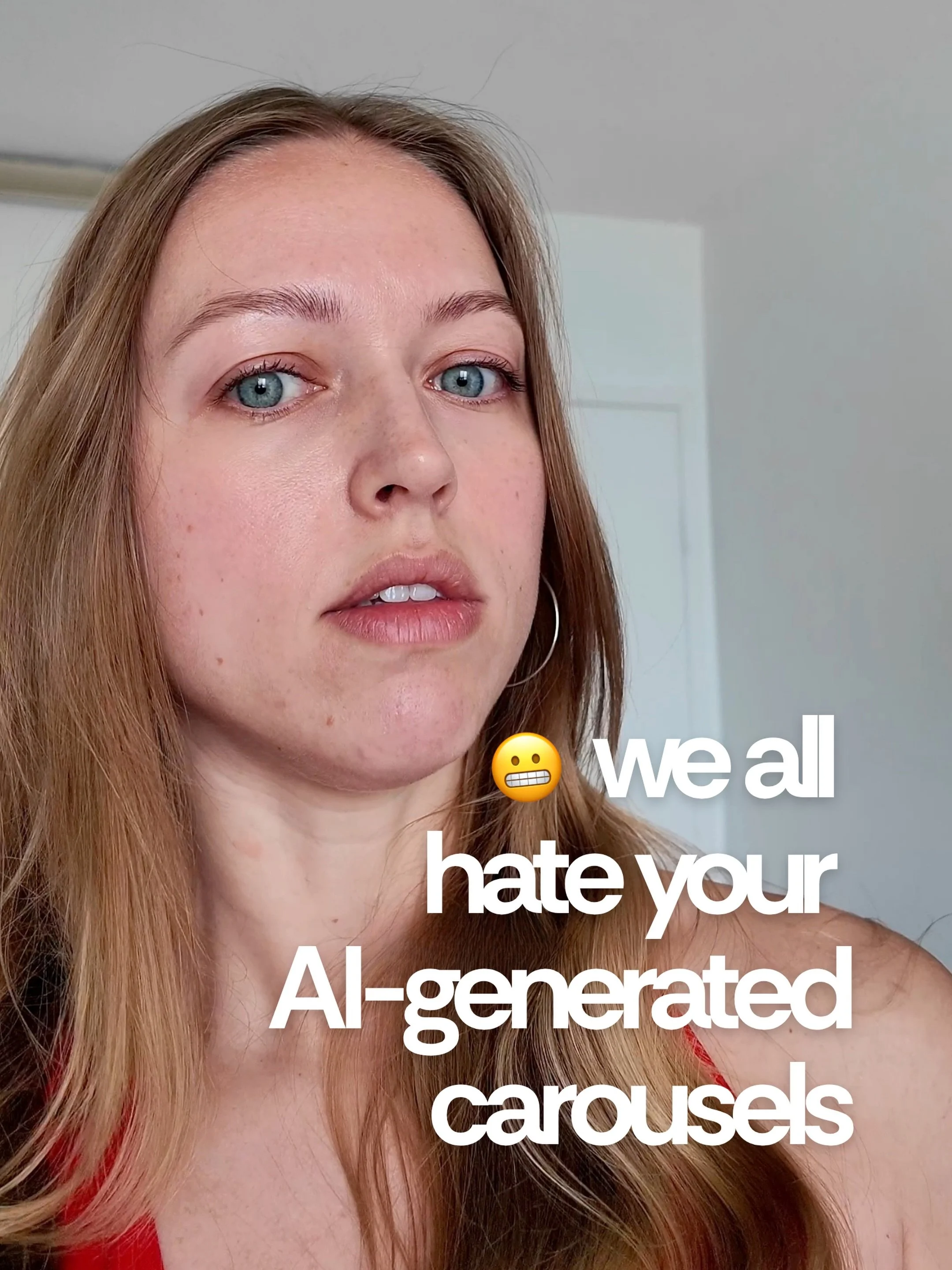 lord free us from the AI-generated carousel 😭

if i see one more &ldquo;and honestly&hellip;&rdquo; thrown into a sentence where it has absolutely no business being, i will scream 🤗

and it&rsquo;s not even just the copy anymore, the visuals are ge