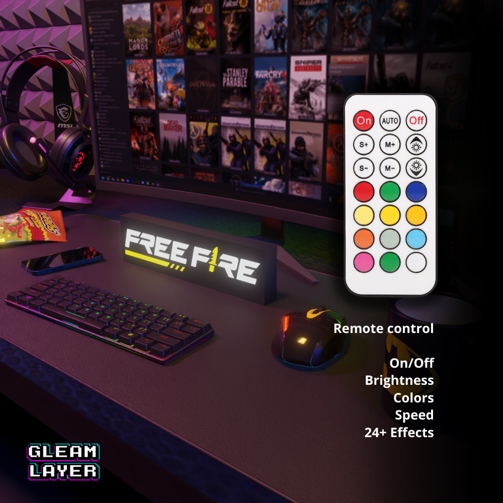 Free Fire Iconic Mobile Shooter LED Decor for Competitive Gaming Spaces