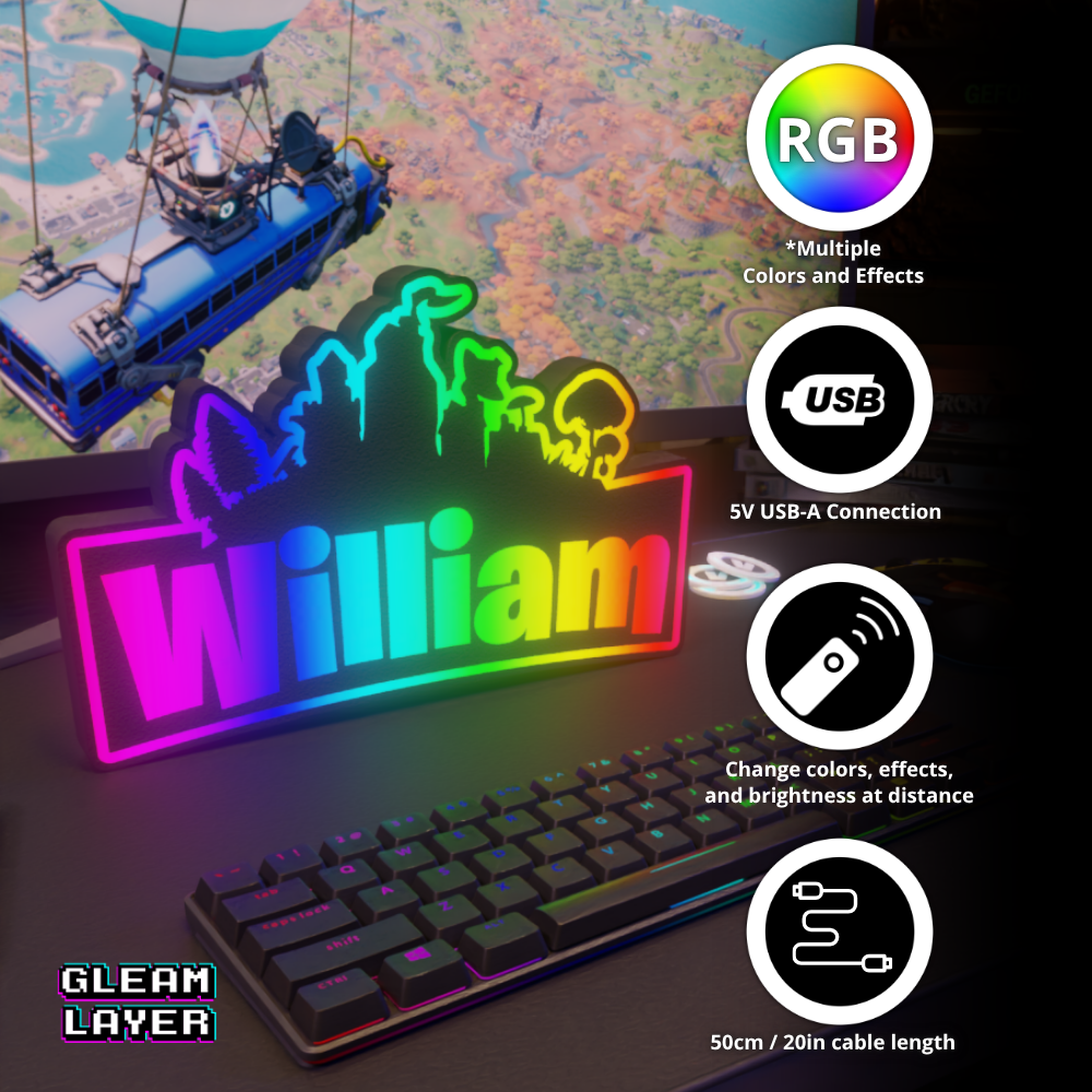 Fortnite LED Light Sign Custom Name RGB Neon Wall Light for Gamers