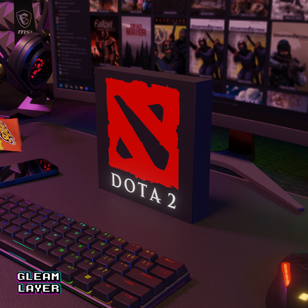 Dota 2 Neon Style Wall Accent for Gaming Setups