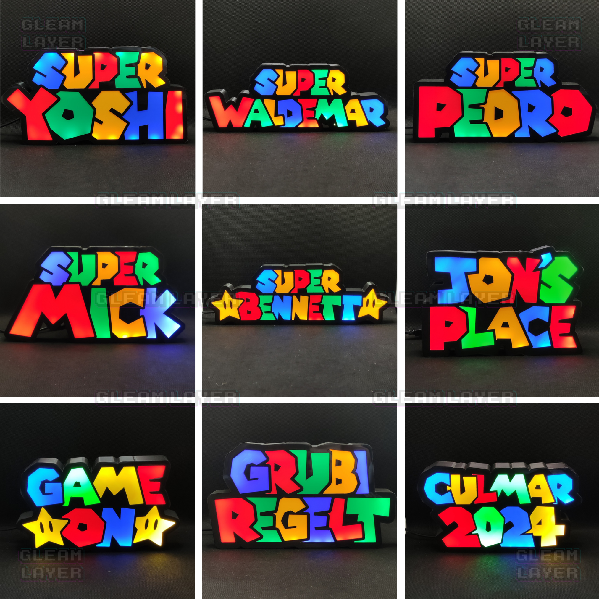Super Mario Style Couple Name LED Neon Light Gaming Room Decor