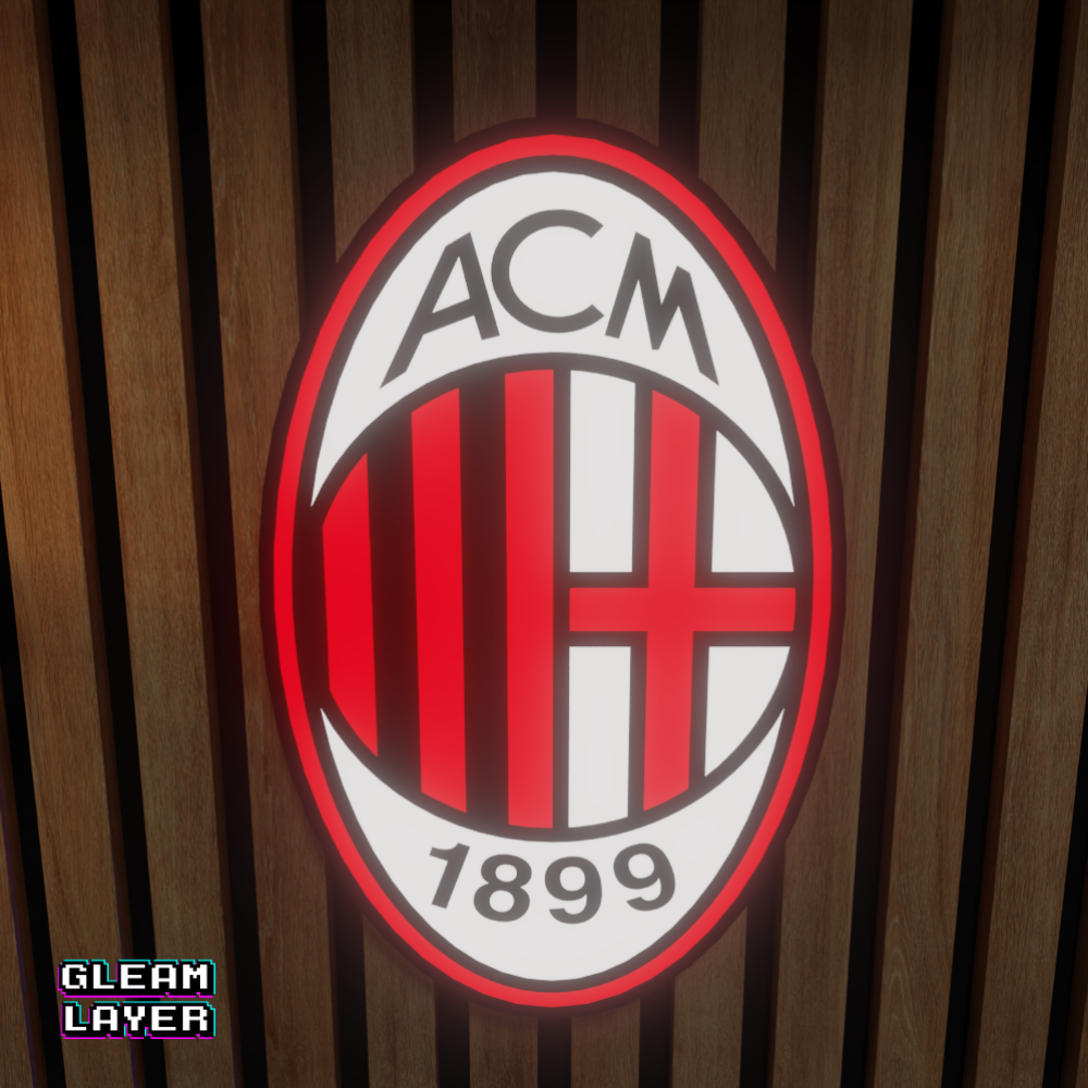 AC Milan Logo LED RGB Light Sign Football Wall Decor