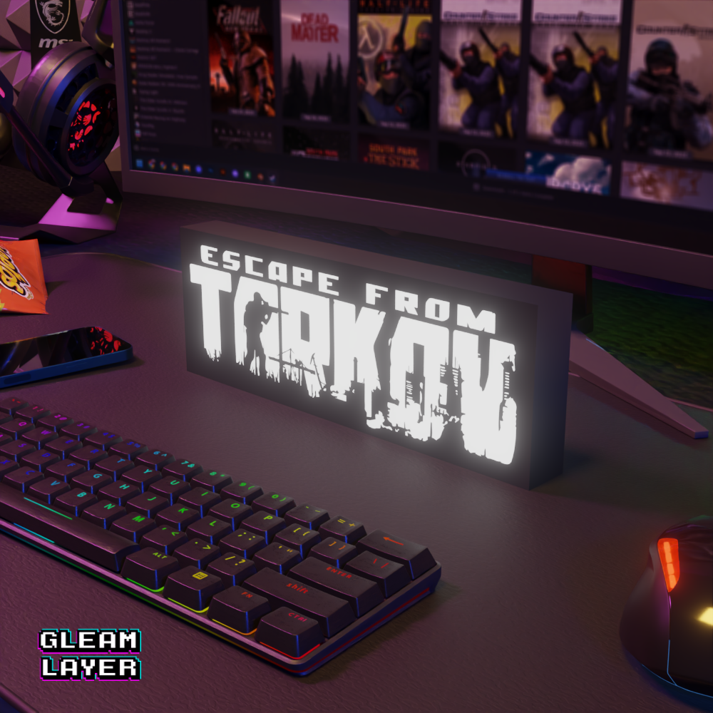 Escape From Tarkov Raid Neon Style Wall Accent for Gaming Setups