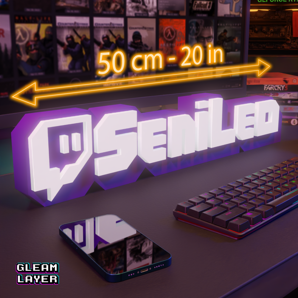 Customized Twitch 3D Name with LED RGB Lights