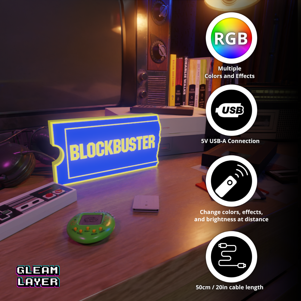 Blockbuster Video Rental Era RGB Atmosphere Display for Entertainment Rooms