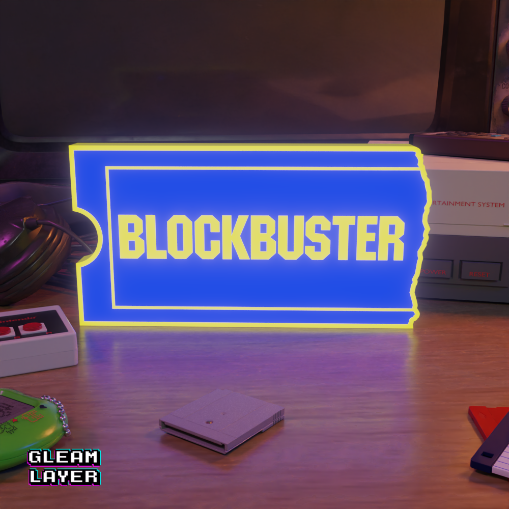 Blockbuster Video Store Logo Retro RGB Glow Decor for 90s Movie Rooms