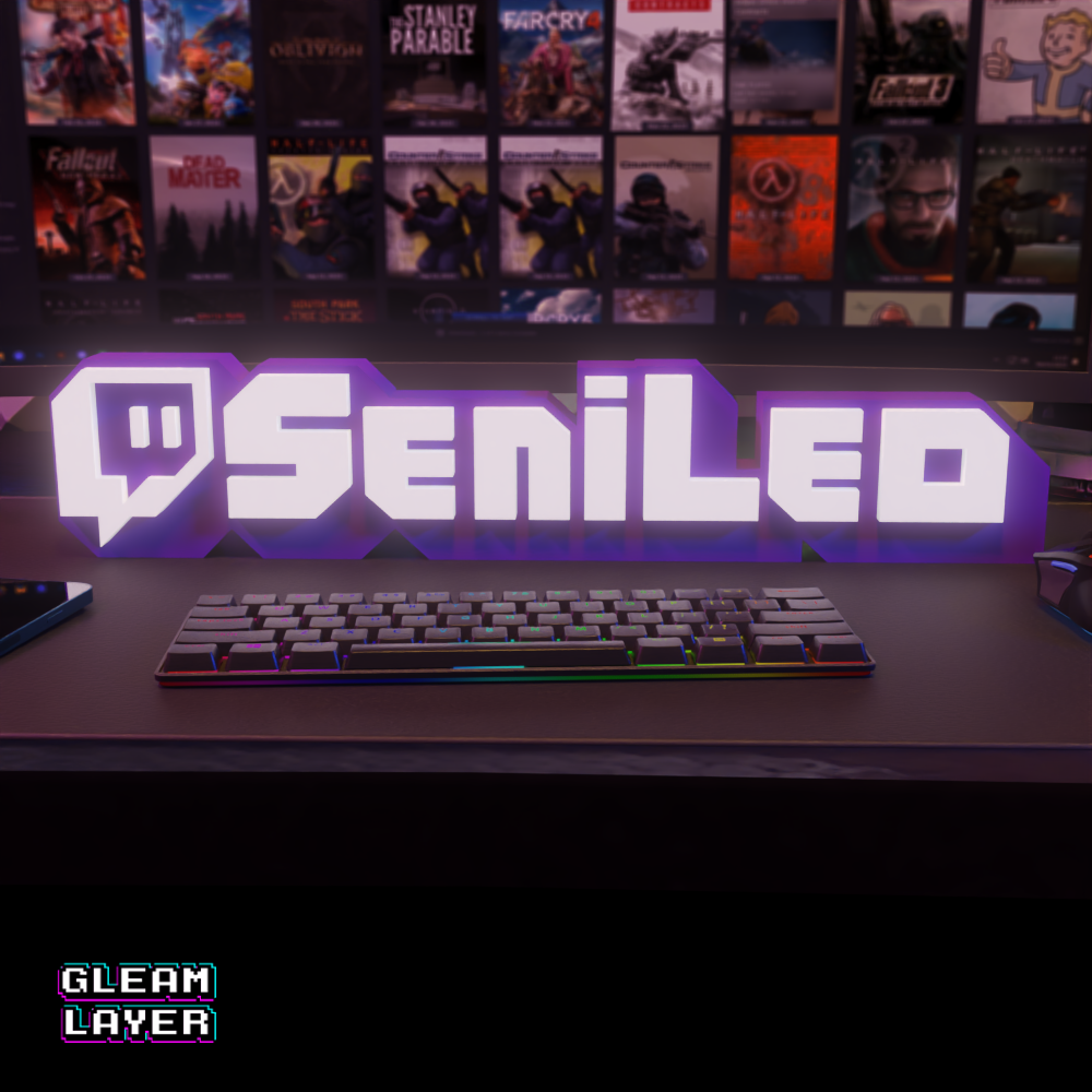 Personalized Twitch Name 3D LED Light Box RGB Gaming Room Decor