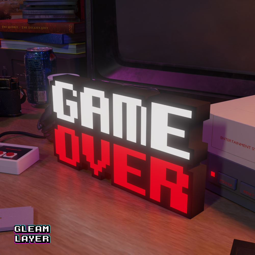 Game Over Neon Style Wall Accent for Gaming Setups
